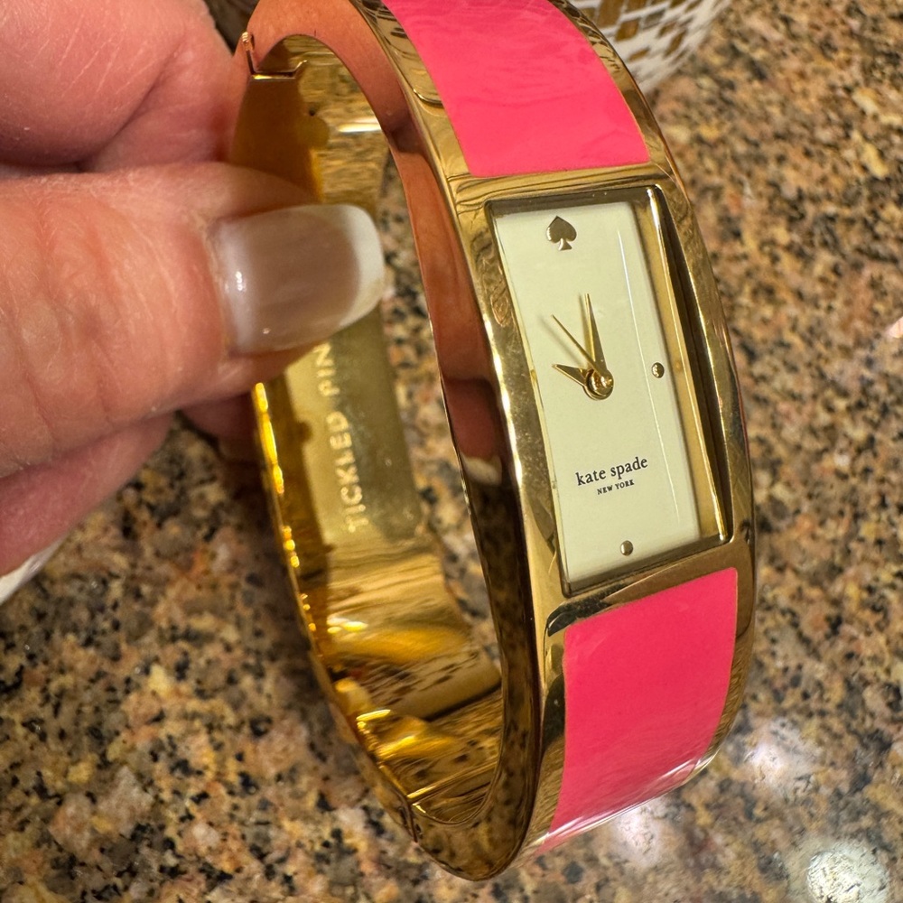 Kate Spade Gold and‎ Pink Tickled Pink Bangle Watch nwot